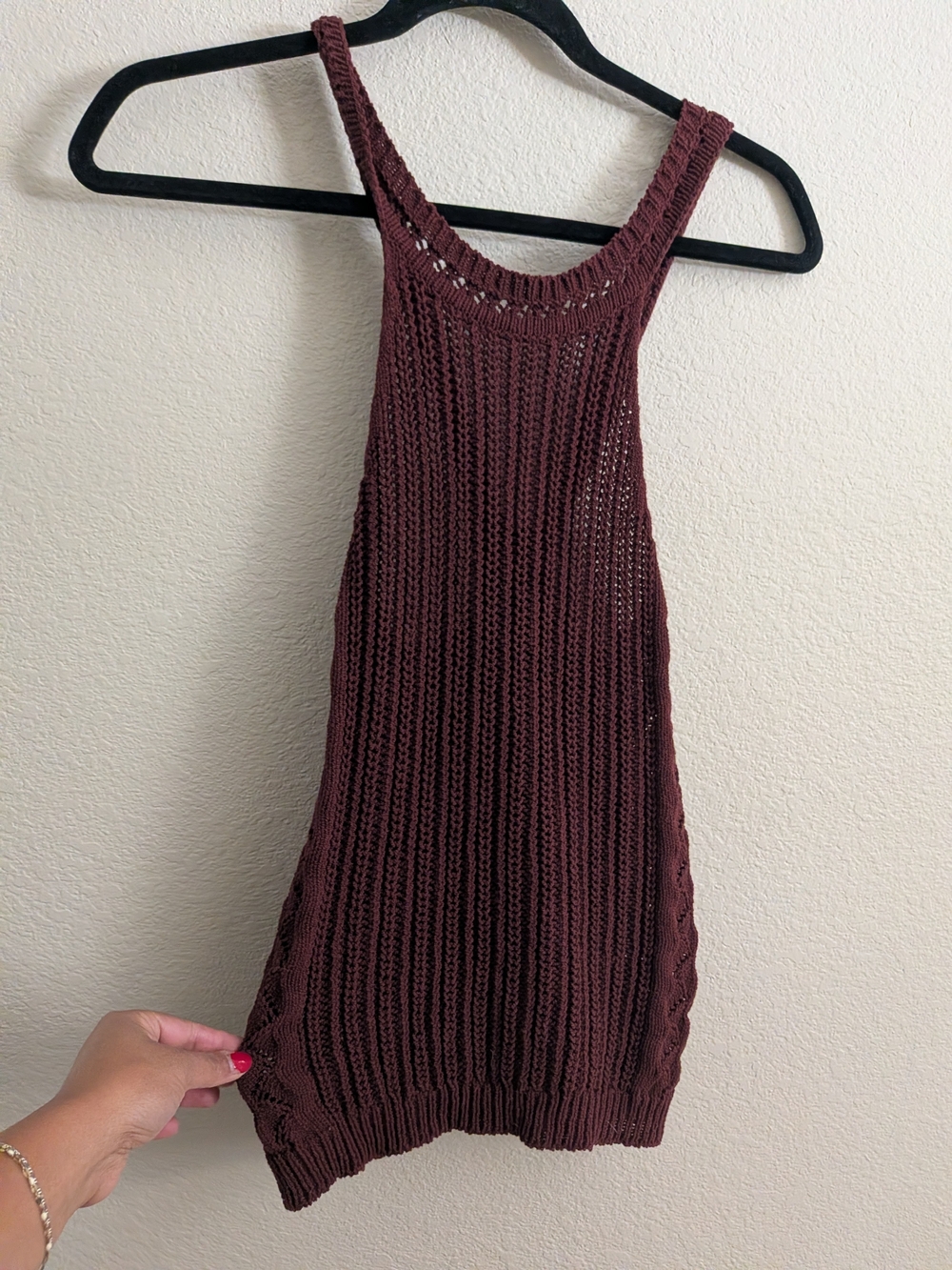 Sezane Ribbed Knit Tank Top in Deep Wine